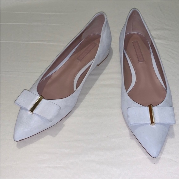 Hugo Boss women’s suede pointed toe bow ballerina flats - size 8.5 US - Picture 1 of 7